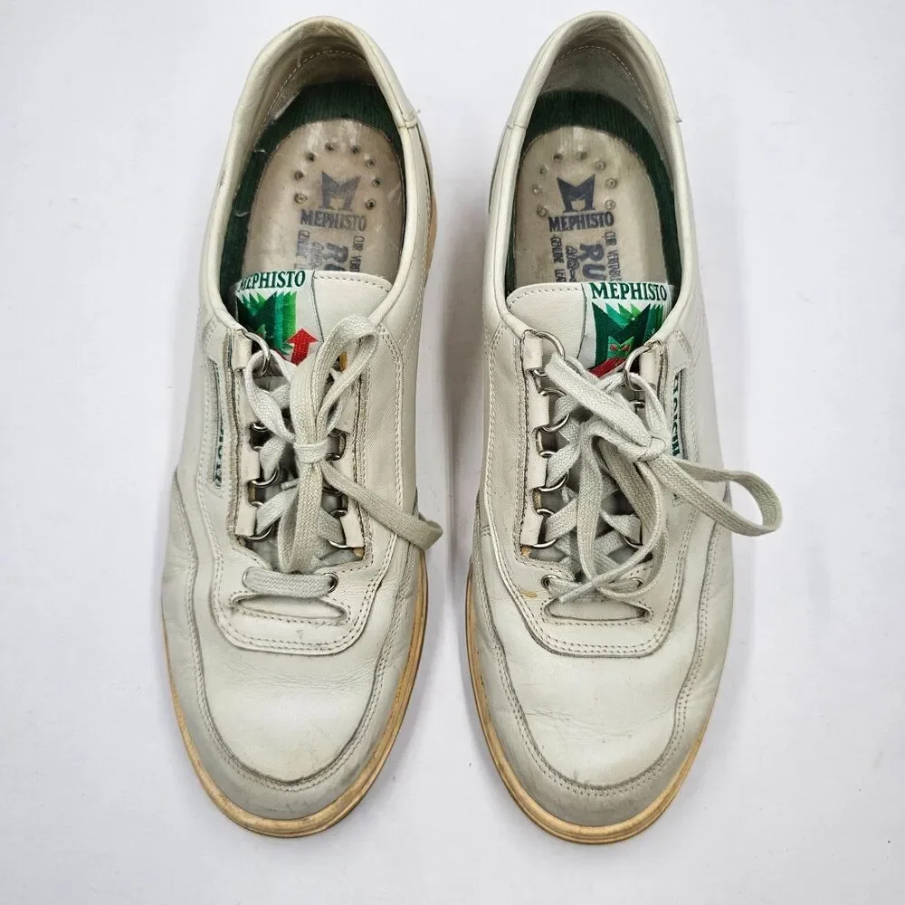 Mephisto Match Leather Oxford Walking Shoes Womens 11 Ivory Bone Trainer Sneaker